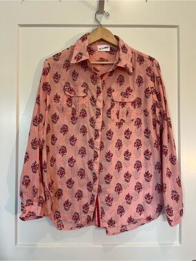 The Nu Vintage Pink Floral Print Feminine Preppy Cottagecore Button Down Shirt L